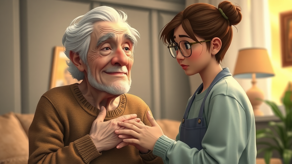 grandfather talking to grandaughter