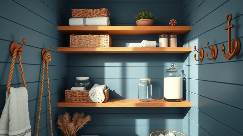 nautical towl holder and shelf