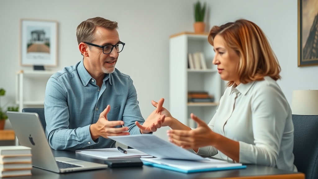 couple discussing home repair