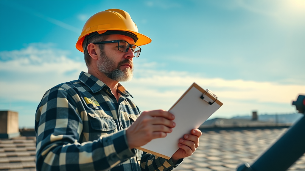 man in bell hard hat doing estimate