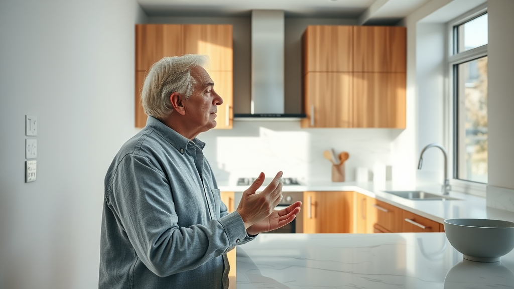 elder man in kitchen