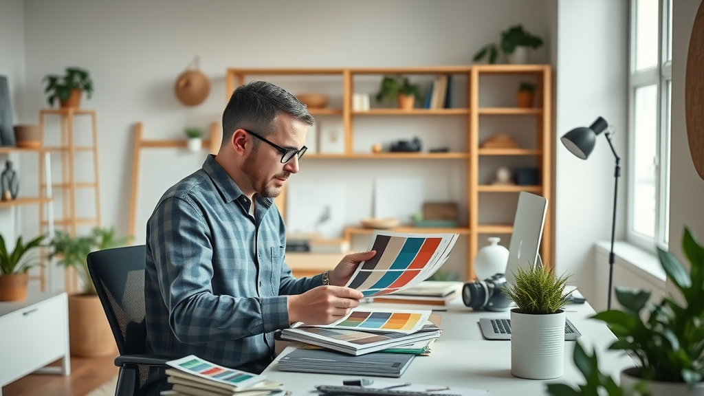 Man looking at graphs