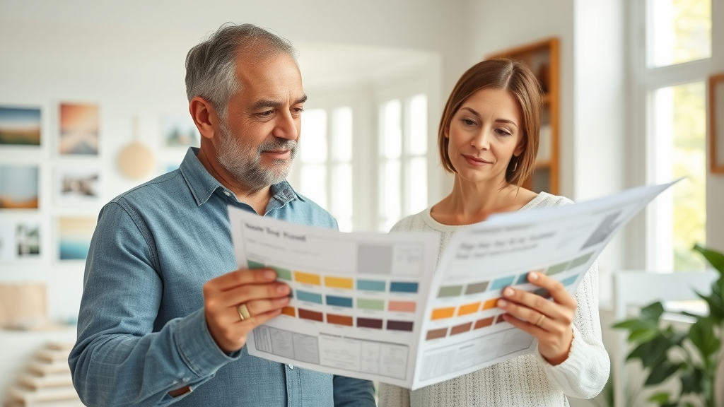 man looking at color chart