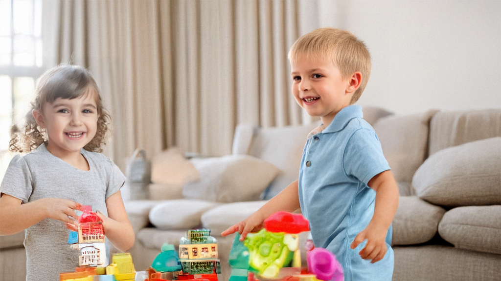 children in living room