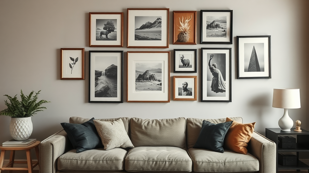 pictures above couch