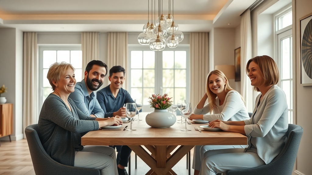 people sitting at dining room table