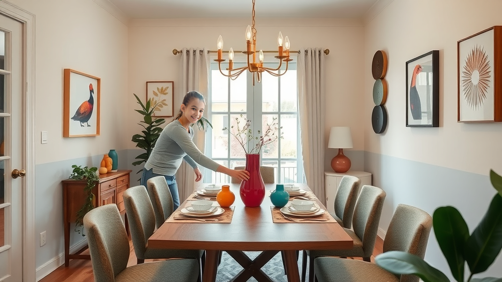 girl setting dinner table